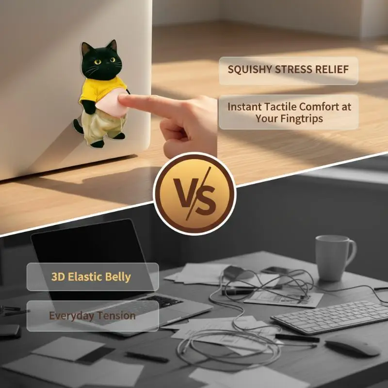 1 Pair Cute 3D Cat Butt Anti Collision Stickers Soft Silicone Door Wall Protector for Home Furniture Decoration