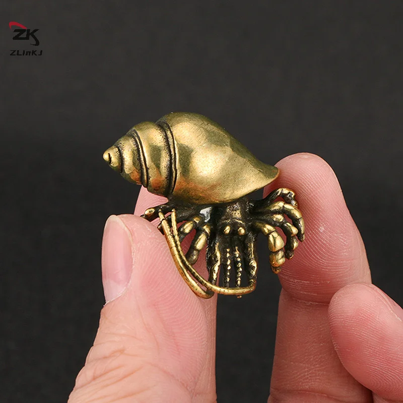 Vintage Brass Hermit Crab Figurines Marine Organisms Animal Statues Crafts Ornaments Office Desk Decorations Home Decor