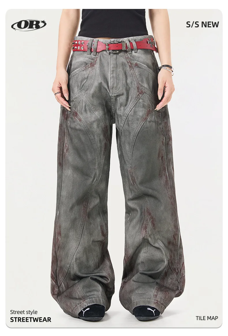 OR FL – jean 98 coton pour femmes, artisanat américain, peinture vieillissante, légèrement évasé, rétro, Vintage, pantalon pour femmes, Y2k