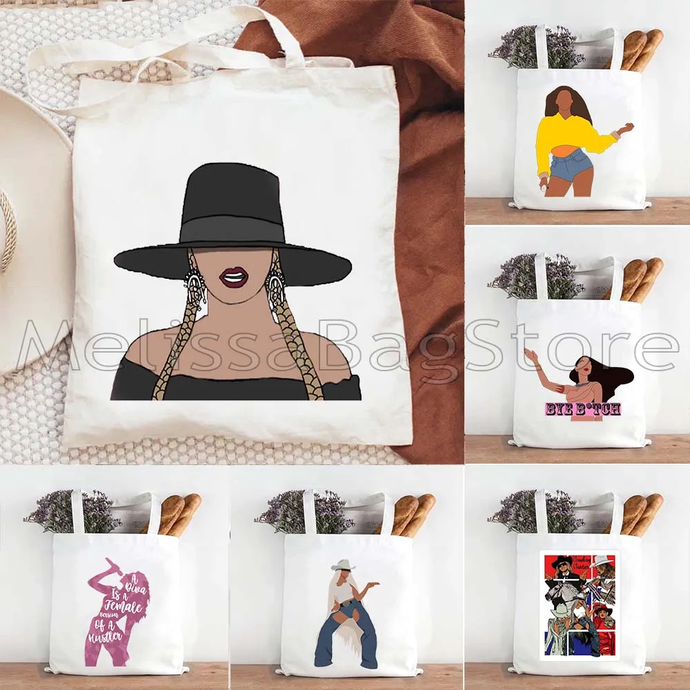 

Love Beyonce Singer Poster Fan Cute Gifts Men Women Girls Canvas Tote Bag Shoulder Shopper Cotton Handbag Shopping Hand Bags
