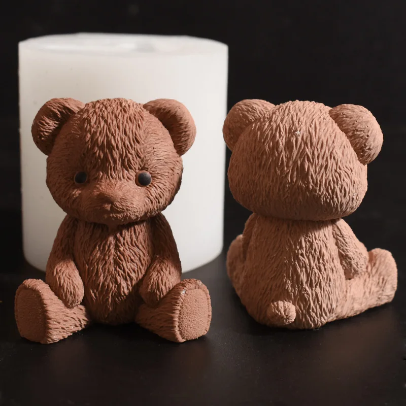 New Mould Instagram Bear Honey Jar Molds Set Korean Version Teddy Bear Scented Candle Plaster DIY Irregular Silicone Mold