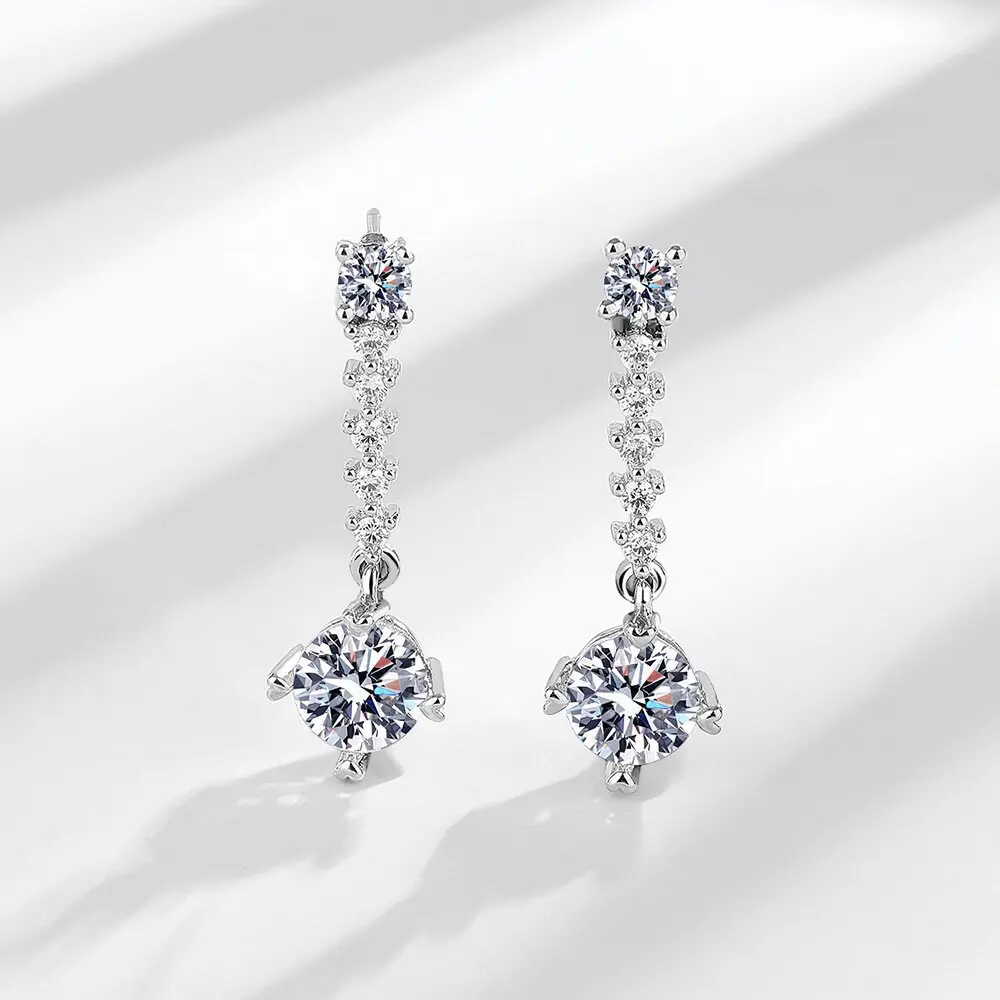 

Серьги-подвески из стерлингового серебра 925 пробы для женщин, сверкающие серьги-капли с кубическим цирконием, свадебные украшения для невесты, подарок на помолвку