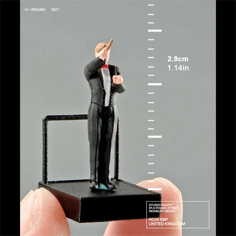 Kicarmod 1/64 Scale Model Figurine of a Conductor of the Band Model Proportional Scene Paired with Mini Ornaments