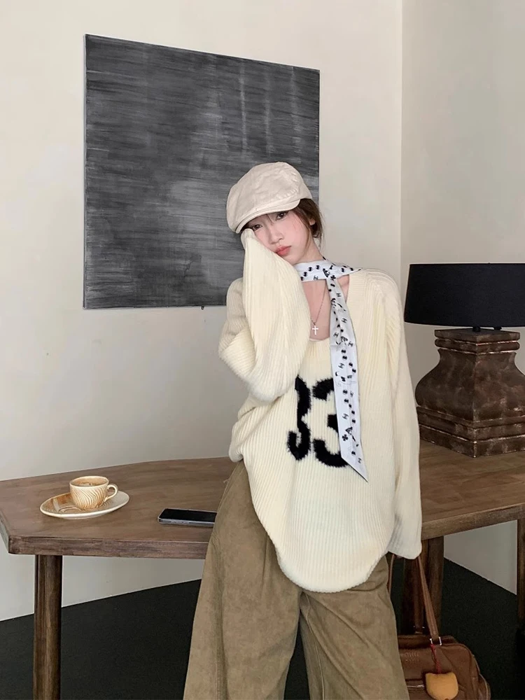 กางเกงยีนส์ขากว้างสีกากีสำหรับผู้หญิง สวมใส่สบาย เอวสูง ทรงบาน ใส่ทำงานได้ สไตล์ลำลอง แฟชั่นฤดูใบไม้ร่วงและฤดูหนาว