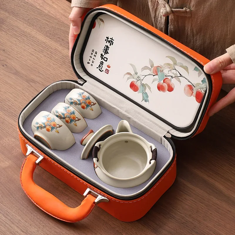Travel Tea Set Hand Holding Pot Gift Set with Tea Tray Portable Quick Cup Tea Set Small Settea Pot and Cup Setcup Setmatchatea I