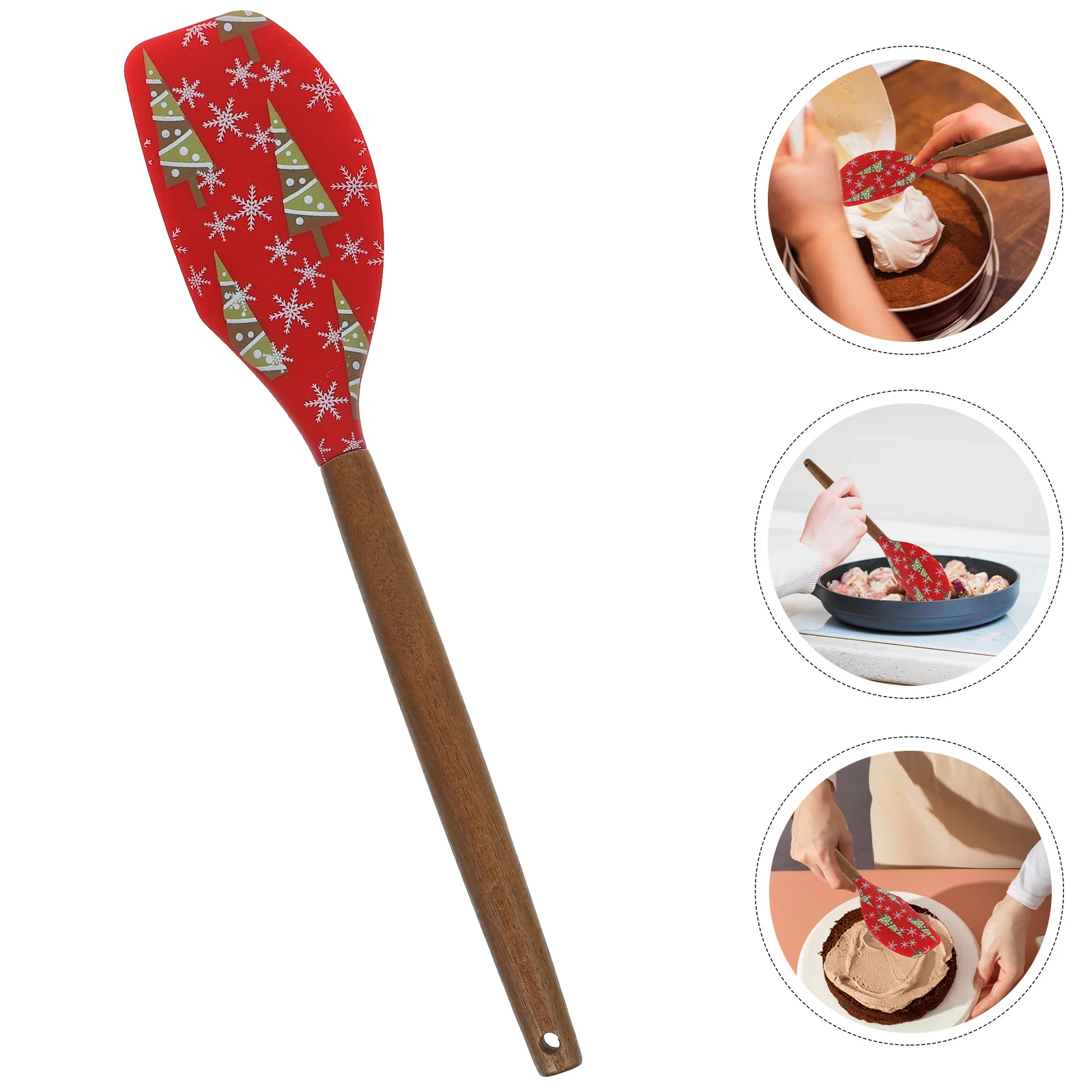 Christmas Silicone Spatula Cream Cake Scraper Wooden Handle Baking Tool Kitchen Spatula Kitchen Scraper