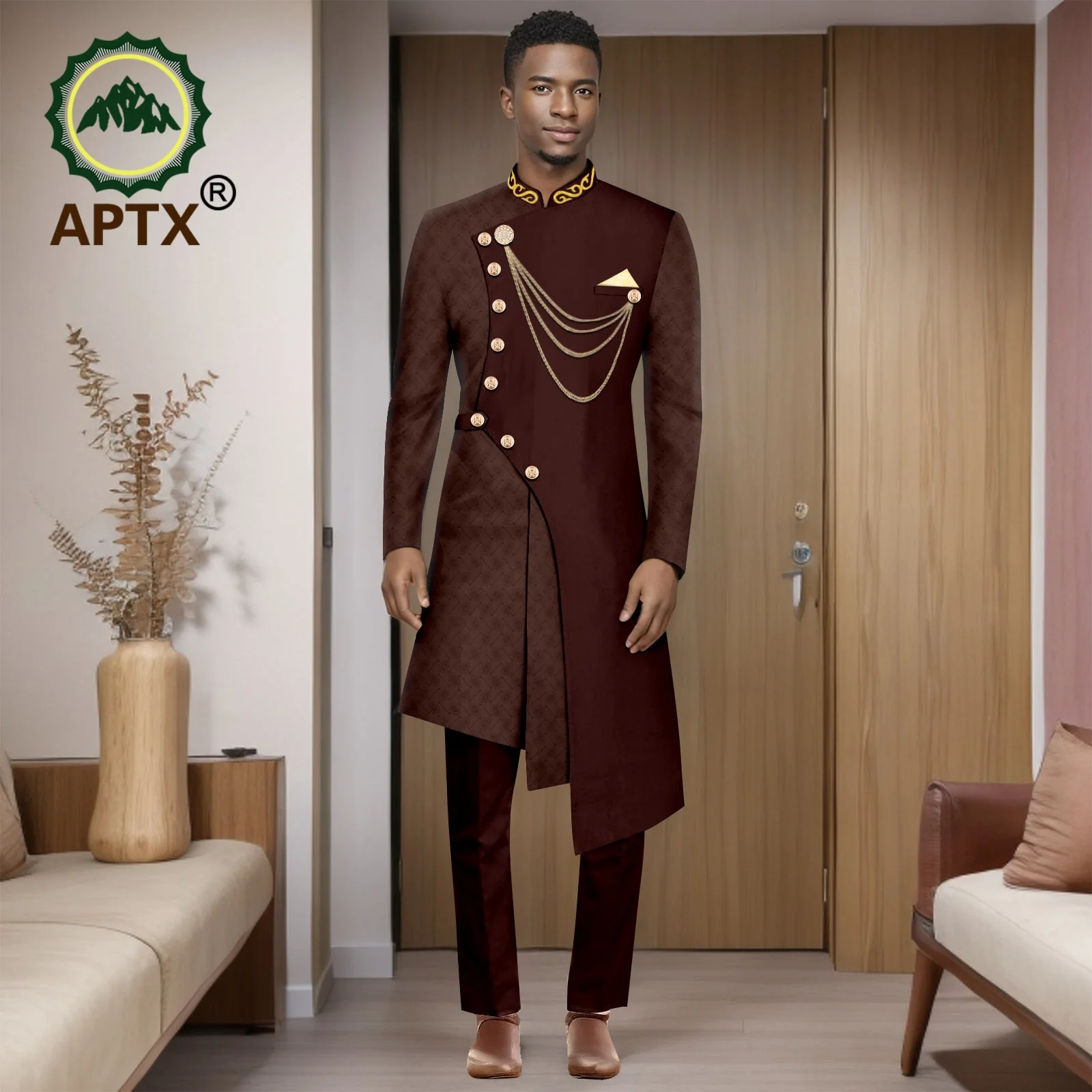 African Suits for Men 2025 Fashion New Two-piece (top + Pants) Men's Set Dashiki Outfits Party Wedding Guy Mens Clothes 2516001
