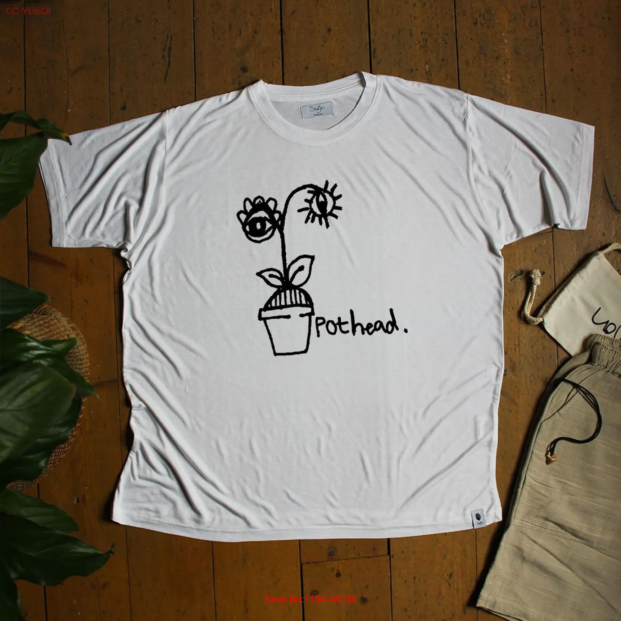 POTHEAD Organic Bamboo T shirt Sustainable and Ethical Handmade Fibres Original Homegrown Crewneck long or short sleeves