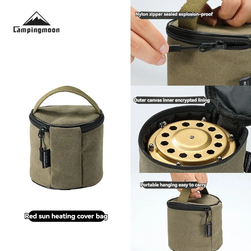 CAMPINGMOON Red Sun Heating Hood Portable Storage Bag Thickened Canvas Miscellaneous Bag Camping Handheld Storage Bag, NX-90-B