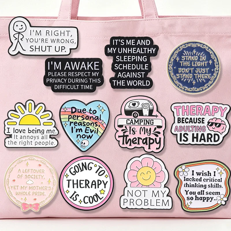 Sarcastic Mental Health Quote Enamel Badge Sleeping Schedule Pin Funny Brooch Jewelry Gifts