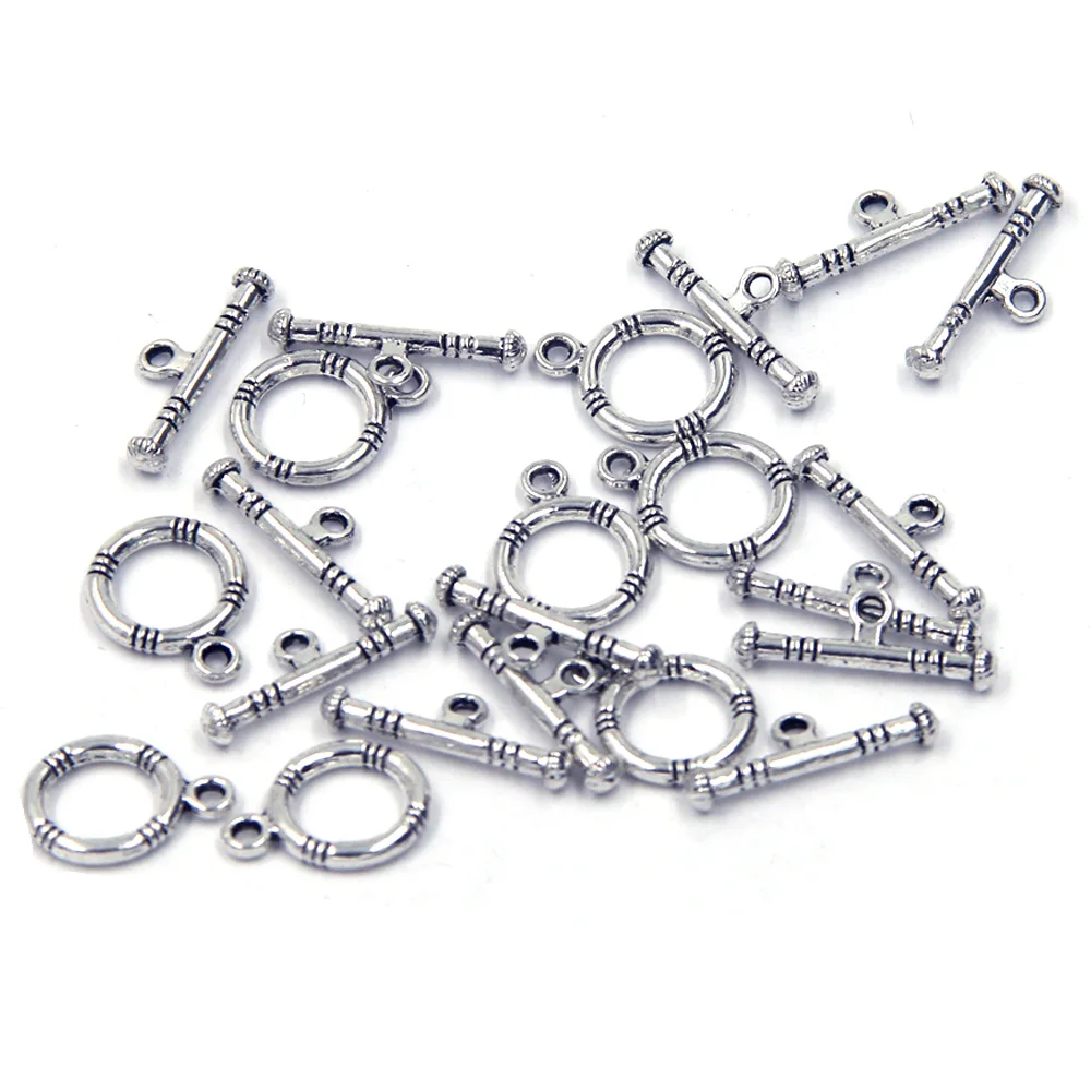 10 Sets klassische Toggle OT-Verschlüsse, silberfarben, für Charms, Armbänder, Schmuck, DIY, 16 x 12 mm – Detail 5