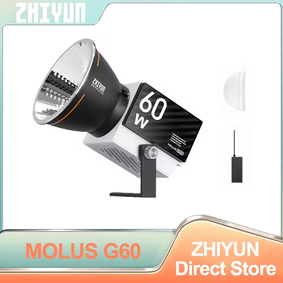 

ZHIYUN MOLUS G60 COB 60W Bi-Color 2700K-6500K Bluetooth Mesh APP Control Handheld Portable Photography Lighting Pocket Light