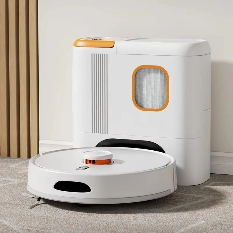 หุ่นยนต์ทำความสะอาดพื้นแบบดูดฝุ่นและถูพื้นอัตโนมัติ พร้อมระบบทำความสะอาดตัวเอง สำหรับพื้นแห้งและเปียก ใช้ได้กับพรม