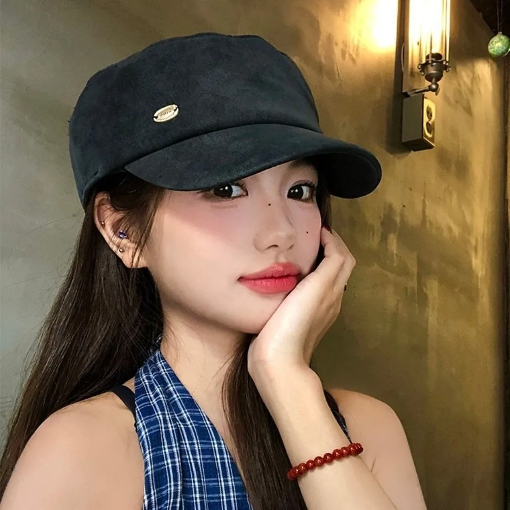 

Ins Vintage Suede Beret Flat Brim Y2k Painter Berets Versatile Artist Beanie Cap Streetwear