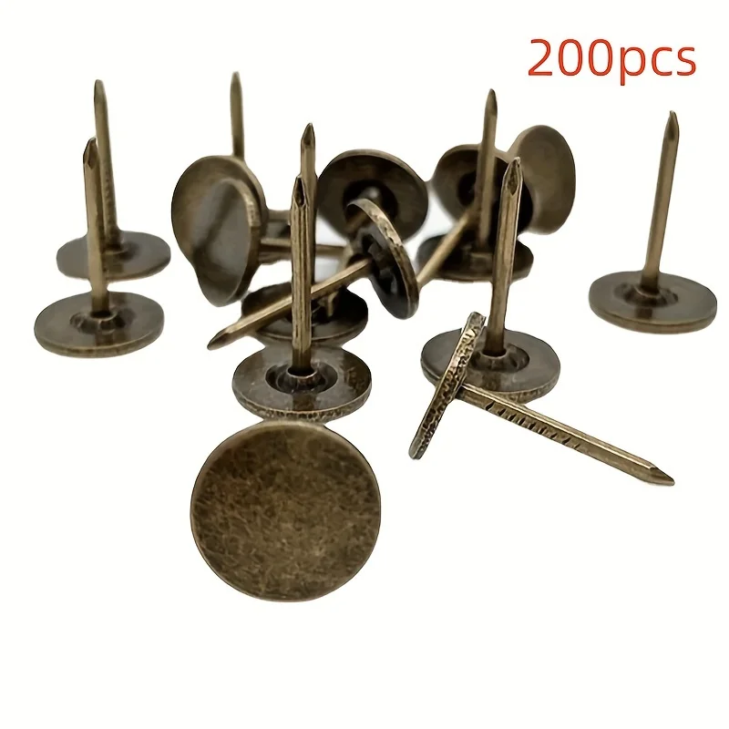 200-Piece Antique Bronze Soft Pad Nails 11x17mm for Furniture Sofa Wood Door Decorative Nails Wood Box Drum Jewelry