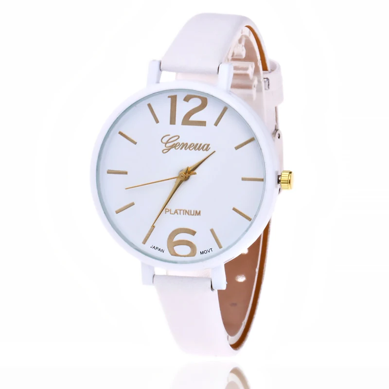 WOKAI high quality fashion casual ladies large dial small strap leather strap quartz watch women\'s simple style student clock