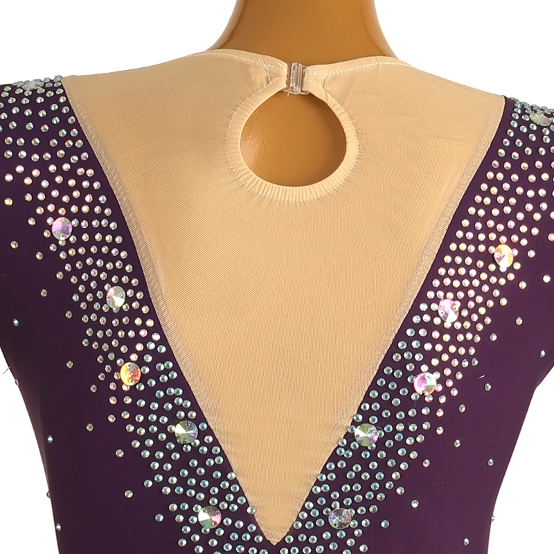 

Figure Skating Dress purple Women girl Ice Skating Dress Gymnastics Costume custom crystal rhinestone model