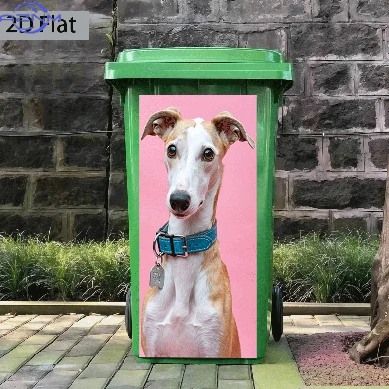 1pc of Trash Can Sticker, × Cm, Featuring a Light Brown And White Greyhound Design, Self-Adhesive Wall Decoration for Kitchen