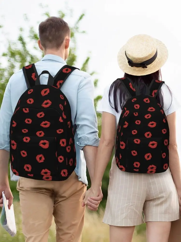 Love Kiss – sac à dos imprimé lèvres rouges pour hommes et femmes, sac à dos léger pour lycée, randonnée, voyage, sac à bandoulière pour ordinateur portable