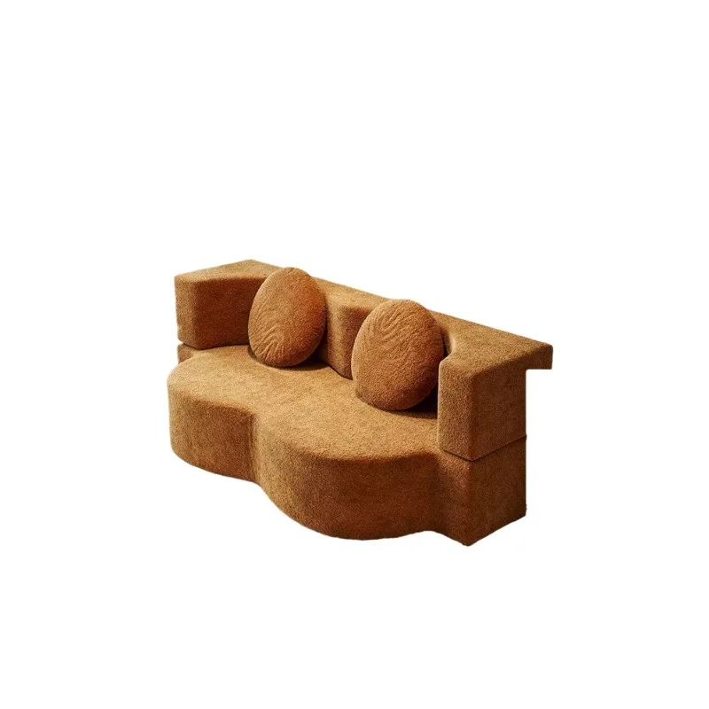 

Medieval fabric compression sofa small apartment living room foldable dual purpose sponge bed lazy leisure