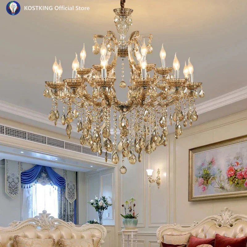 

European Crystal Chandelier Luxury Living Room Restaurant Bedroom Villa Hotel Clothing Store Pendent Lamp