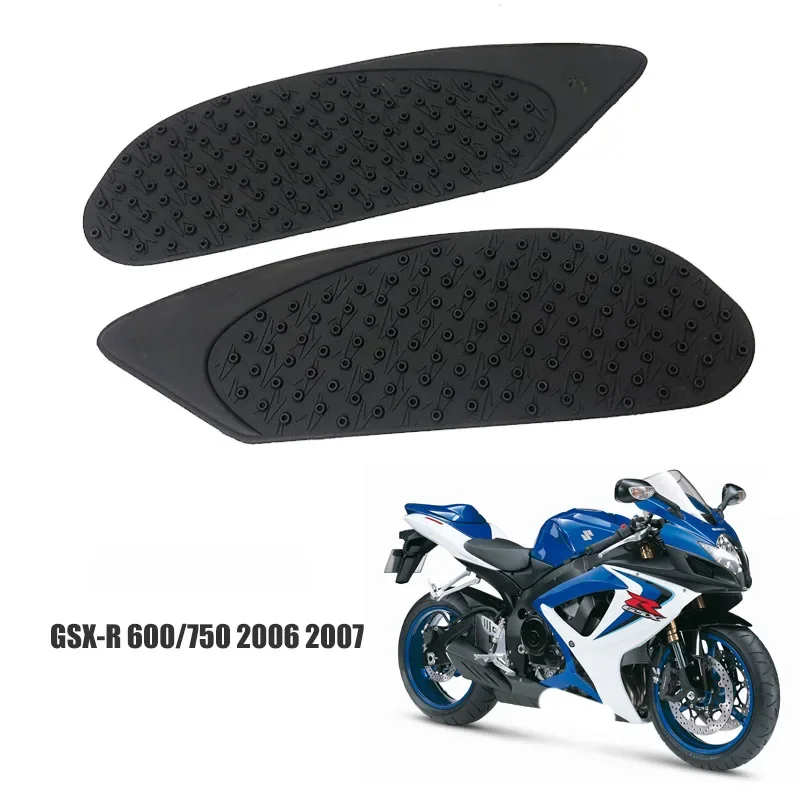 For SUZUKI GSX-R 600 GSXR 750 2006 2007 Motorcycle Black Transparent Anti slip Fuel Tank Pads Side Gas Knee Grip Traction Pad