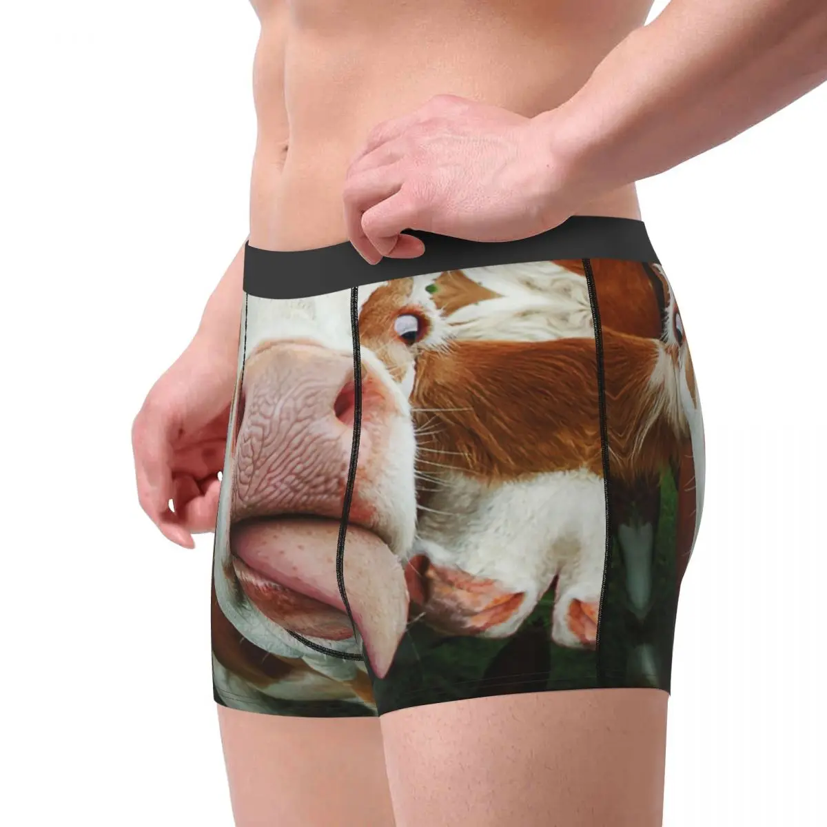 Custom Funny Cow Tongue Boxers Shorts Mens Cattle Farmer Gift Briefs Underwear Sexy Underpants