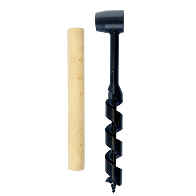 

A43F-25Mm Manual Survival Drill Bit Woodworking Hole Saw Bit With Wooden Stick Hand Auger, Hand Wood Auger Drill Bit
