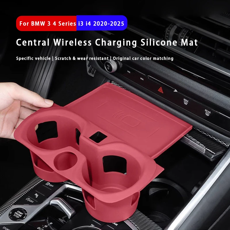Car Cup Holder Mat Cover Trim Silicone Anti Slip Cup Holder Interior Accessories For BMW 3 4 Series i3 i4 2020-2025