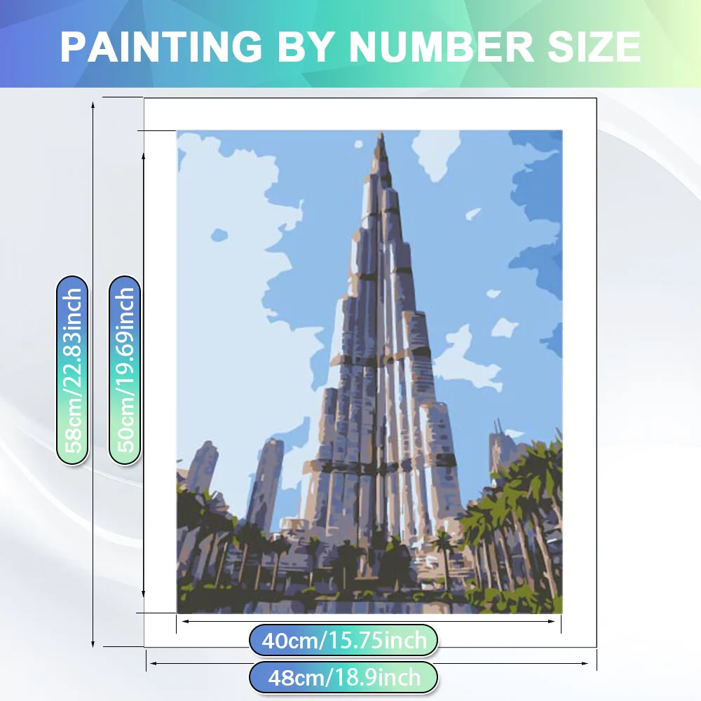 HUACAN Paint By Numbers City Street Landscape Building Handmade Draw Coloring On Canvas Craft Kit Wall Arts Gift DIY