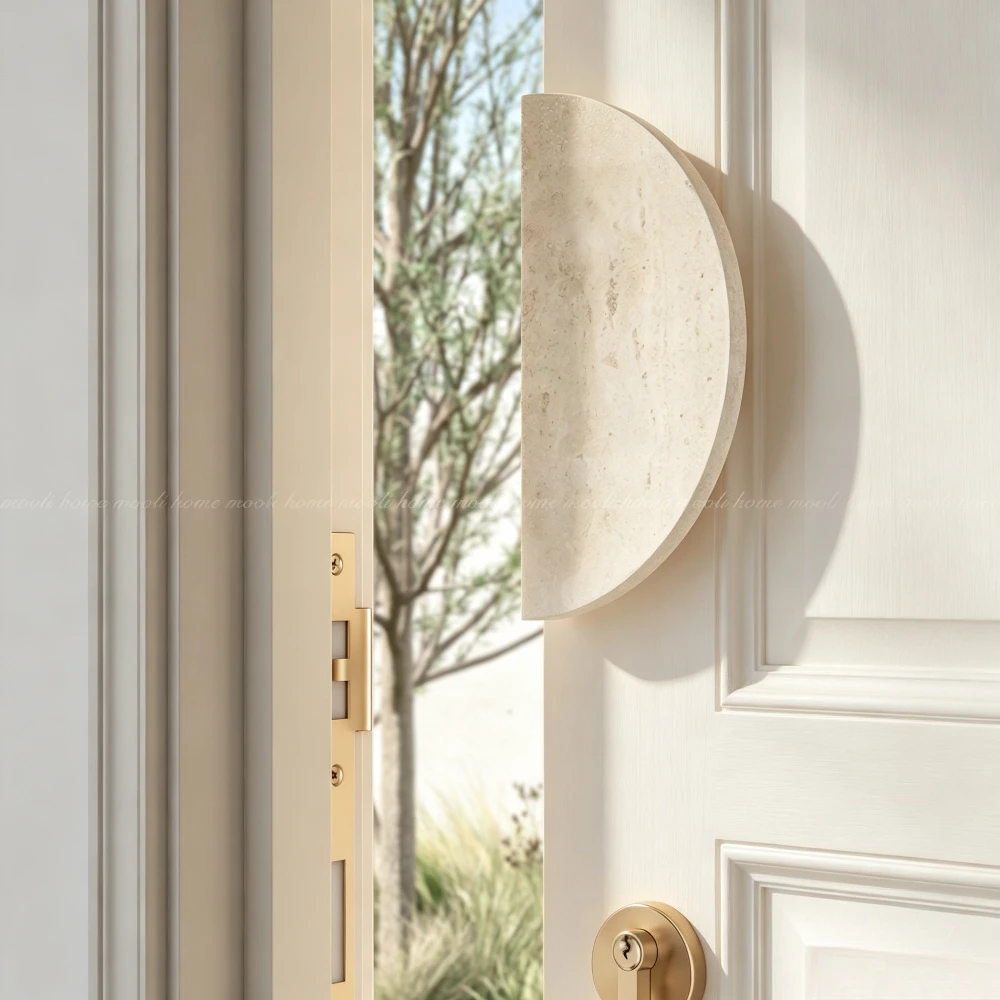 Natural Marble Door Handle Travertine Stone Entrance Pull Art High End Interior Decorative Pull