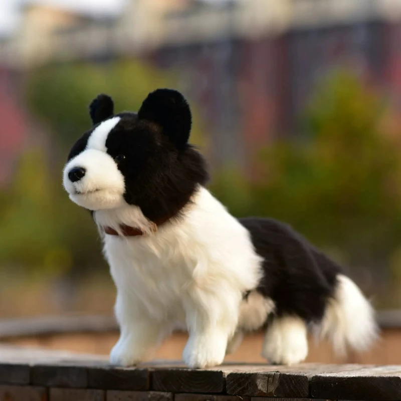 Simulation Animal Border Collie Plush Toy Puppy Doll Shepherd Dog Dolls With Aluminum Wires on Four Limbs to Stand Stable Gift