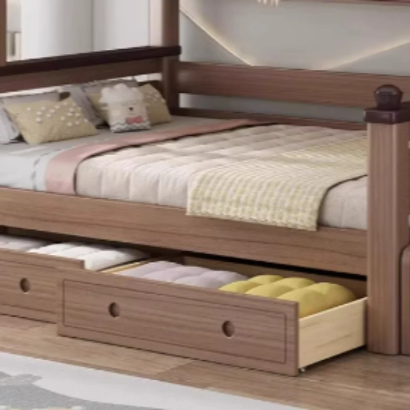ww-Wood Double Bunk Beds Queen King Sizes Children Drawer Storage Double Kids Bunk Beds Ladder Frames Mattress Home Furniture