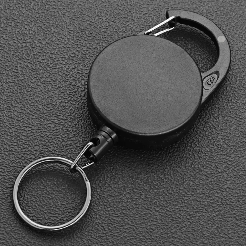 65CM Multifunctional Roll Retractable Keychain Recoil ID Card Holder Stainless Steel Rope Outdoor Anti-theft Keyring K437