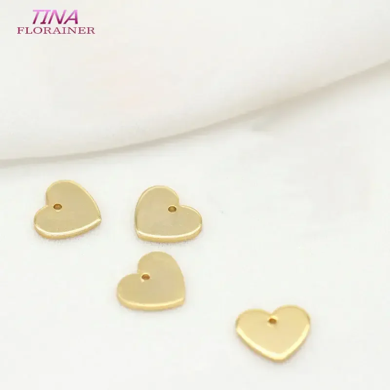 8.5*7.3MM 14K Gold Color Plated Small Heart Pendant Charms Handmade DIY Earrings Bracelet Necklace Part Accessories Wholesale