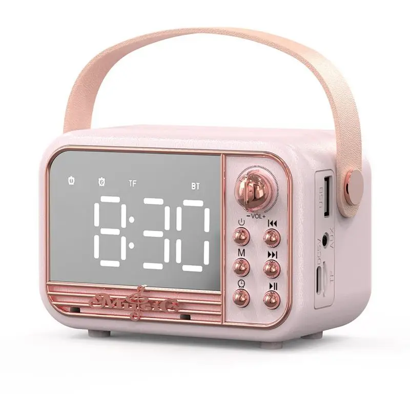 B03C-Retro Bluetooth Speaker Speaker Support TF Card U Disk AUX 3D Sound Balance Diffusion Type Alarm Clock Speaker A