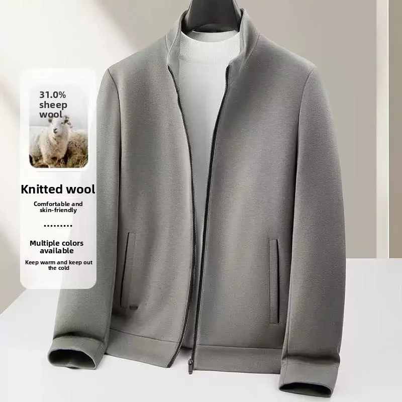 

Men's Jacket Top 2025 Autumn/Winter New Collection Stand up Collar Knitted Wool High Luxury Fabric Youth Business Jacket