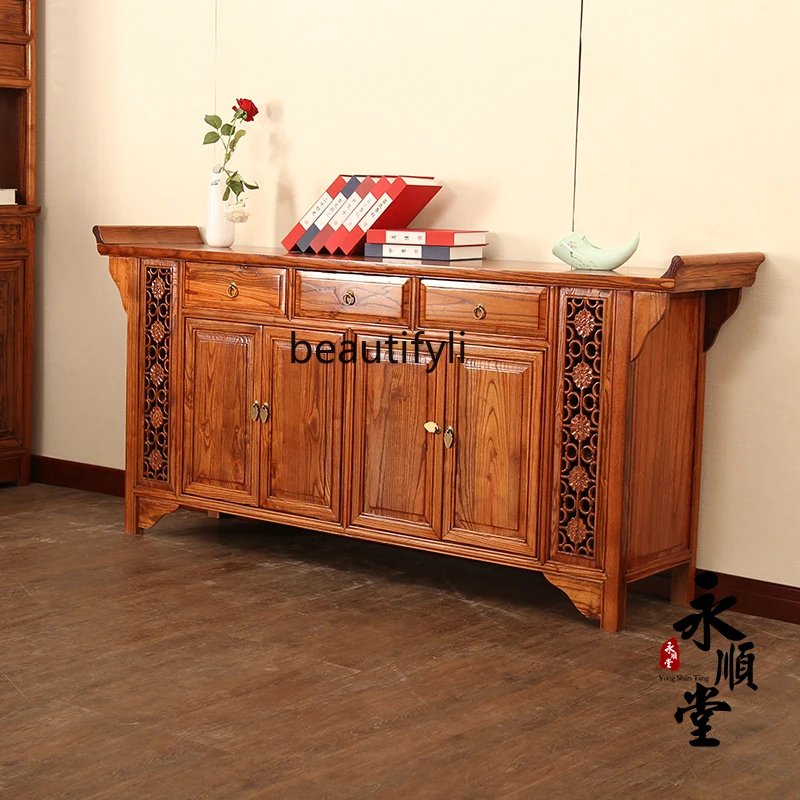 Locker Elm Four-Door Lobby Entrance Cabinet Shoe Cabinet Tea   Sideboard Cabinet Large Altar