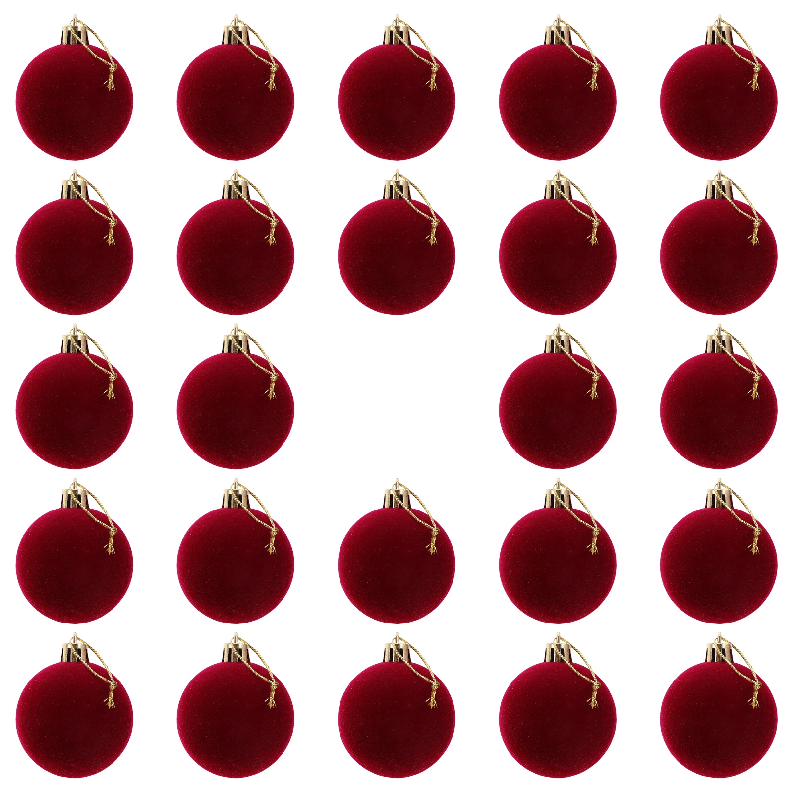 

24pcs Flocked Tree Balls Dark Red Shatterproof Hanging Ornaments For Christmas Valentine’S Day Xmas Tree Decorations Holiday