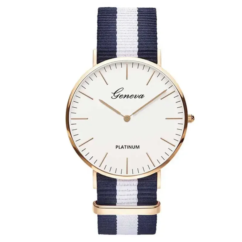 Promotieartikelen Geneva Horloge Vrouwen Ultradunne Horloges Nylon Band Kwarts Wrishorloges Dames Meisjes Studenten Mannen Sporthorloges