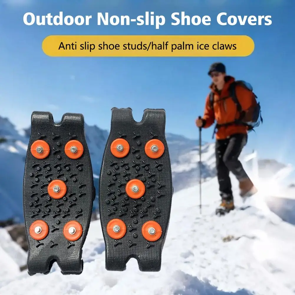 5-Stud Winter Ice Claws Anti Slip Mountaineering Cleats Unisex Snow Claw Shoe Covers Outdoor Chain Shoe Spikes