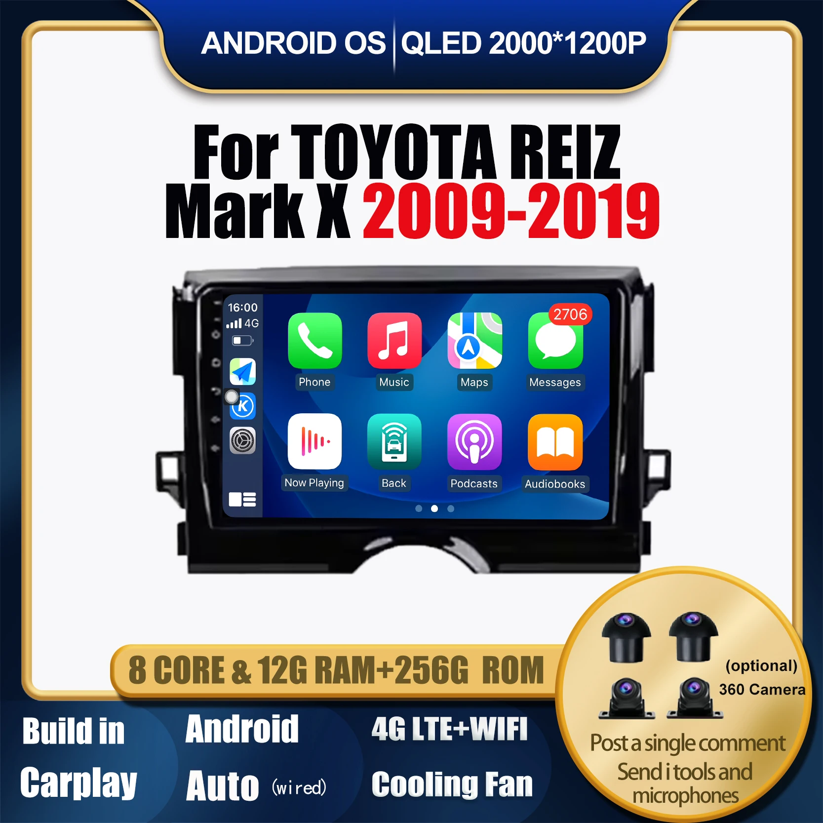

9inch Android 14 Car Radio For TOYOTA REIZ Mark X 2009-2019 Multimedia Video Player Carplay GPS Stereo No 2 Din DVD DSP Tools
