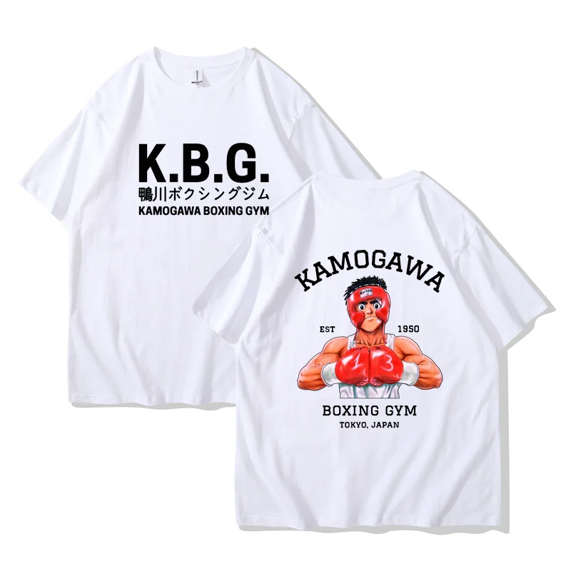 Anime Hajime No Ippo Kamogawa Boxing Gym T-Shirt Men Summer Cotton Tops Tees Casual Short Sleeve Clothing Fashion Streetwear