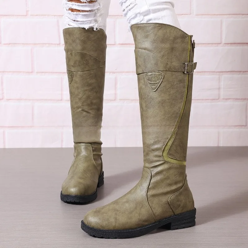 موضة جديدة الأحذية الغربية للنساء الشتاء حذاء برقبة للركبة جودة الجلد المدبوغ طويل الراحة ساحة Botines Mujer الفخذ عالية التمهيد بوتاس