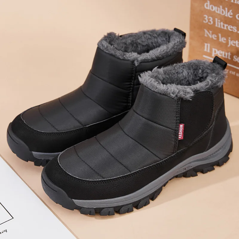 Short Plush Boots Men's Warm Winter Shoes High-top Man Women Waterproof Anti-slip Ankle Boot 2026 Big Size 45 46 47 48 Footwear