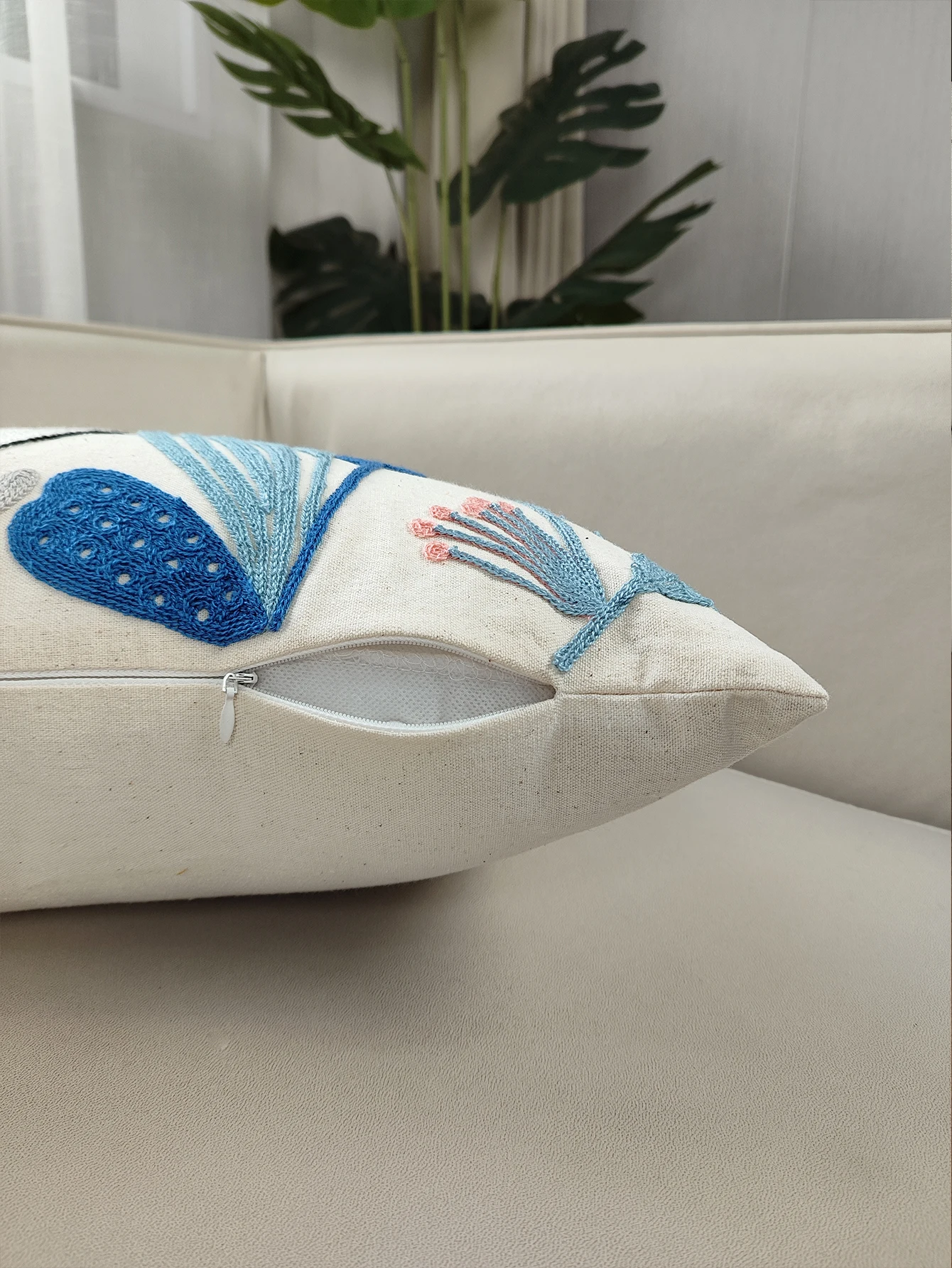 1pc, Cushion Cover Decorative Pillow Case Birds Flora Luxury Embroidery Coussin Home Sofa Decor