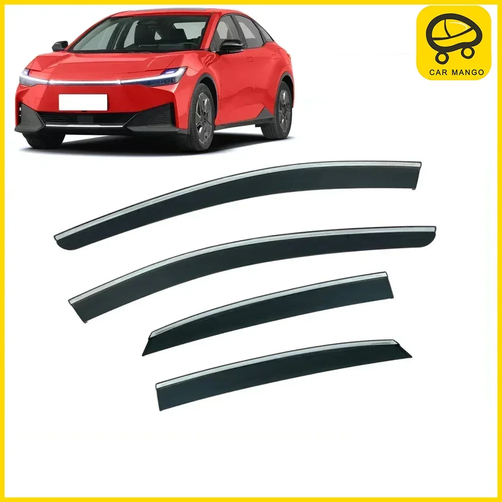 

Хромированные полоски от дождя для TOYOTA BZ3 2023-2024, оконный козырек, ветровые дефлекторы, дверной козырек, вентиляционные шторы, вентиляционный козырек