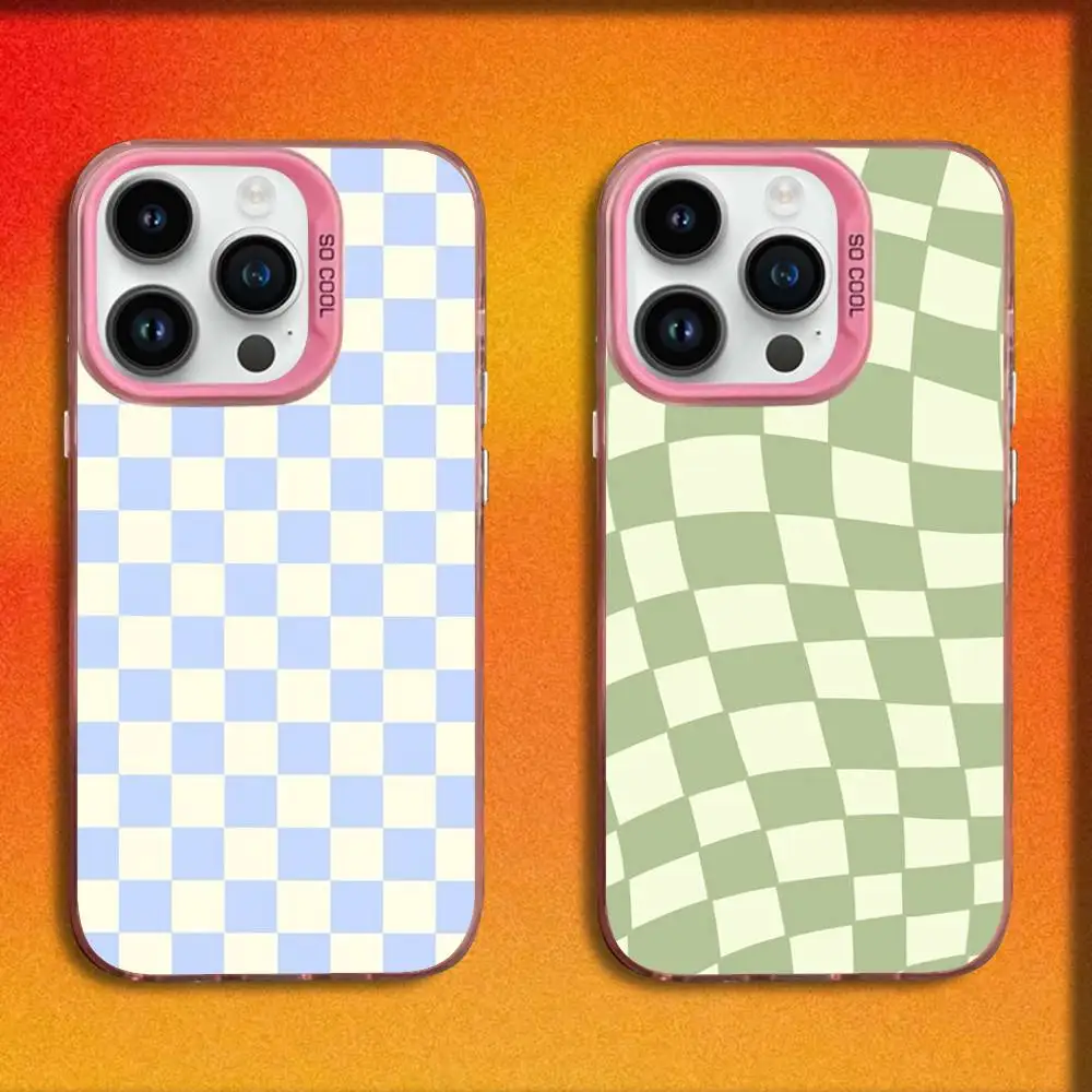 

simple chessboard Phone Case For iPhone 17,16,15,14,13,12,Pro,Max,Plus,E,SE4,Air,Mini Pink IMD Box