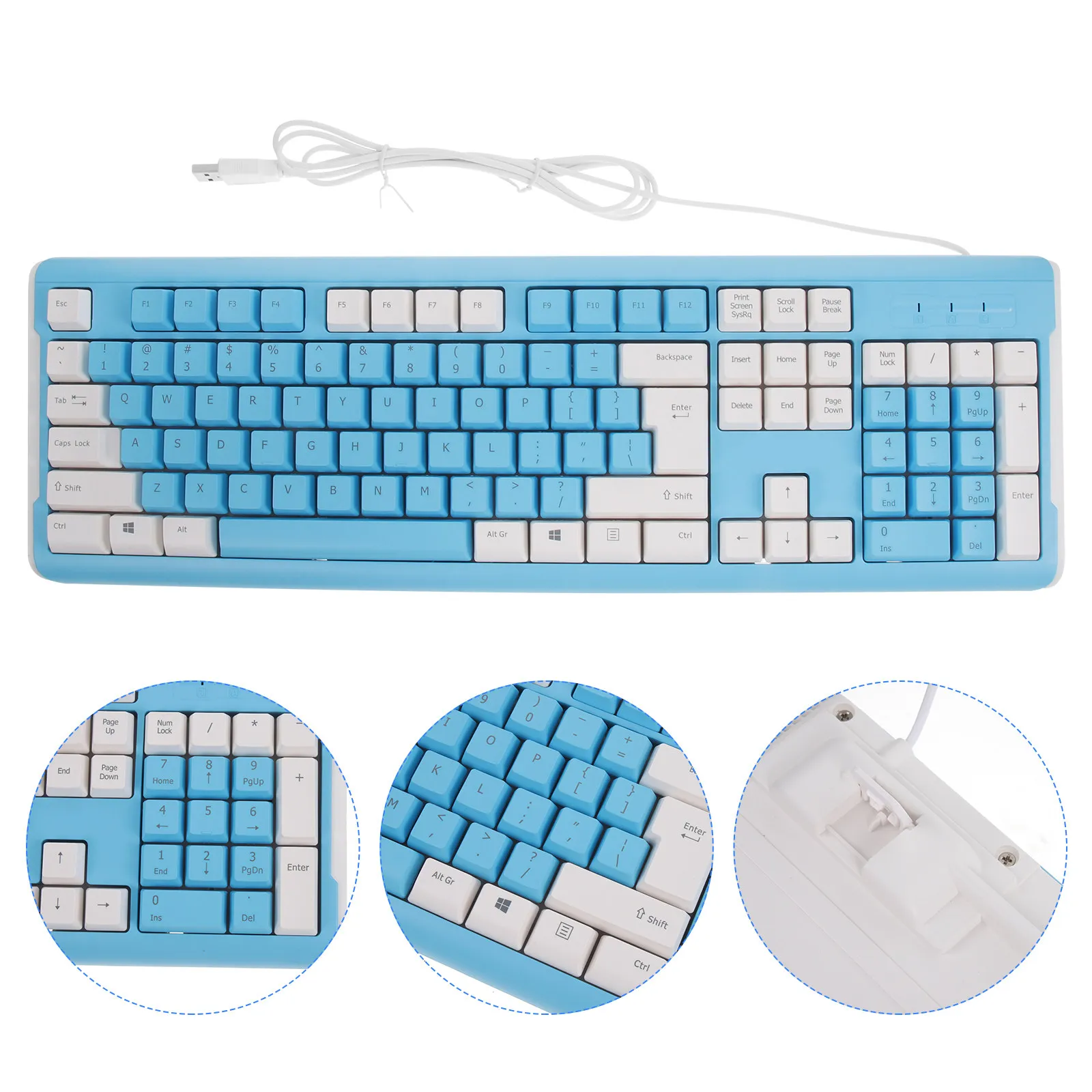 Wired USB Color Matching Gaming Keyboard Computer Keyboard Number Pad Lightweight Portable High Performance for Office Gaming