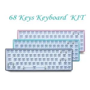 Wireless Keyboard Key Kit, 3-Mode, Hot Swap, White Light, Bluetooth Compatible, 3 Pins, 5 Pins Switch, 68 Keys, 2.4GHz 8 Main Sales White Keyboard - №8